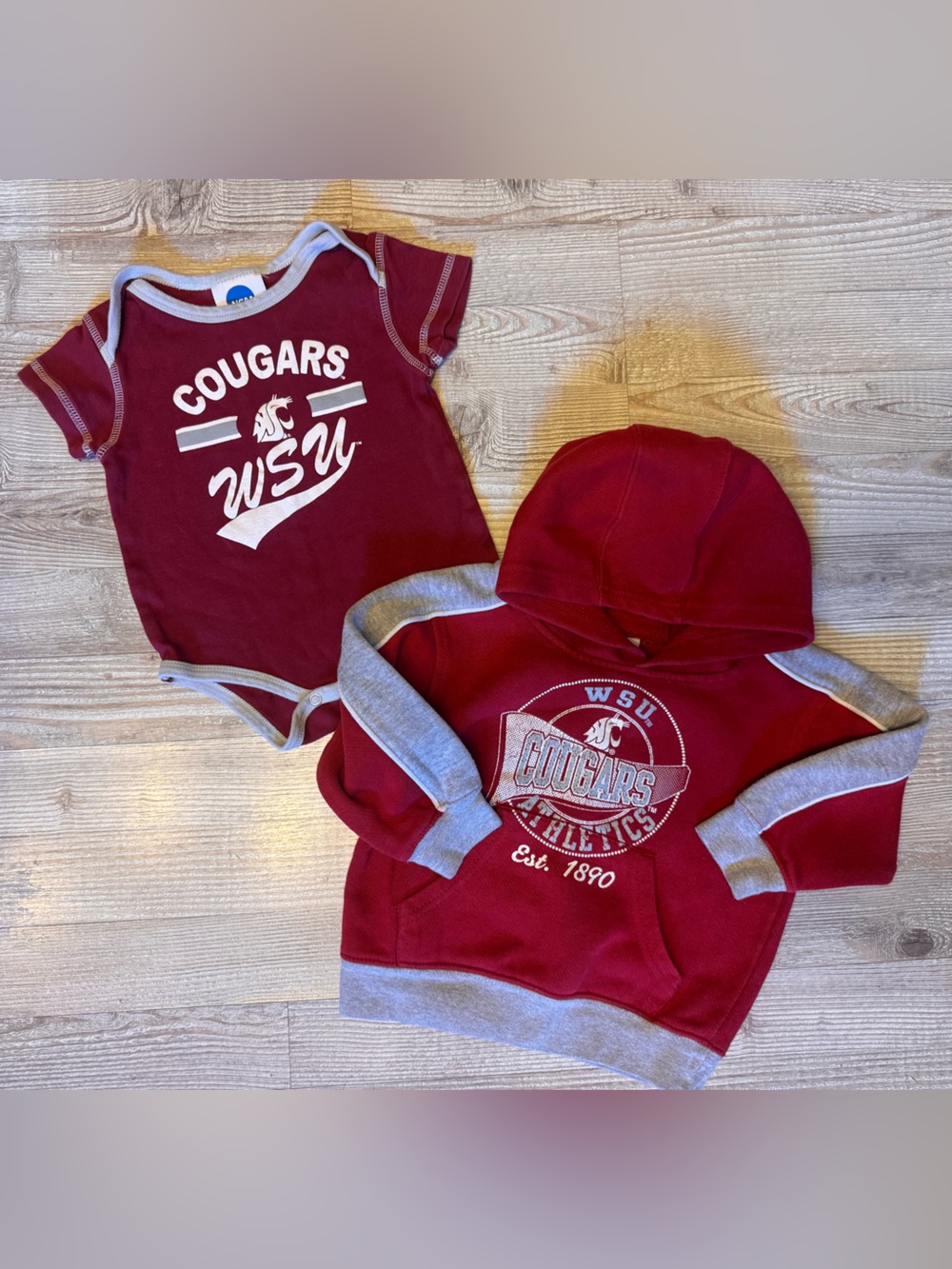Washington State University WSU Cougars Baby 18M Hoodie + Bodysuit Set
